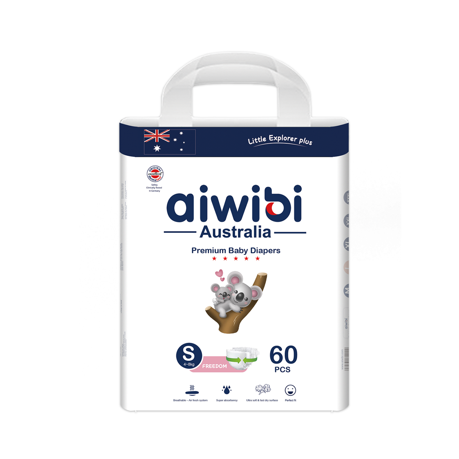 AIWIBI Մանկական Տակդիրներ Պրեմիում S Չափս 4-8կգ  (60 հատանոց)